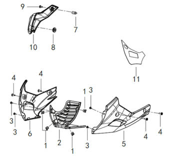 Preview: Verkleidung Motor rechts QJMOTOR SRK125S schwarz matt