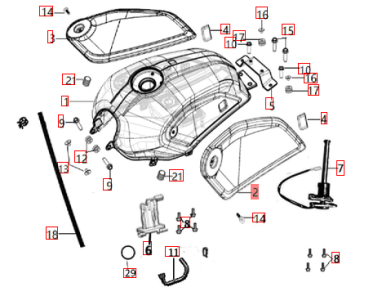 Preview: Tankverkleidung links schwarz Online SC125 Hanway original