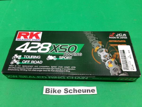 Kette 428 XSO 136 Glieder SWM SM125R verstärkt XW-Ring RK made in Japan