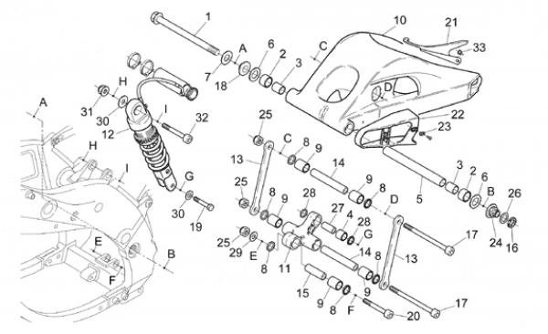Schwingenachse Achse Schwinge Aprilia RS250 gebraucht AP8125651