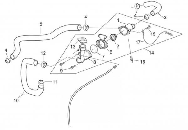 Halter Thermostatgehäuse Aprilia RS250 original Gebraucht AP8600257