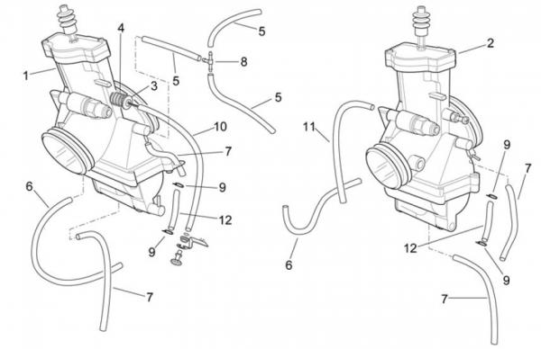 Vergaser Mikuni 34 rechts Aprilia RS250 AP8600402 gebraucht